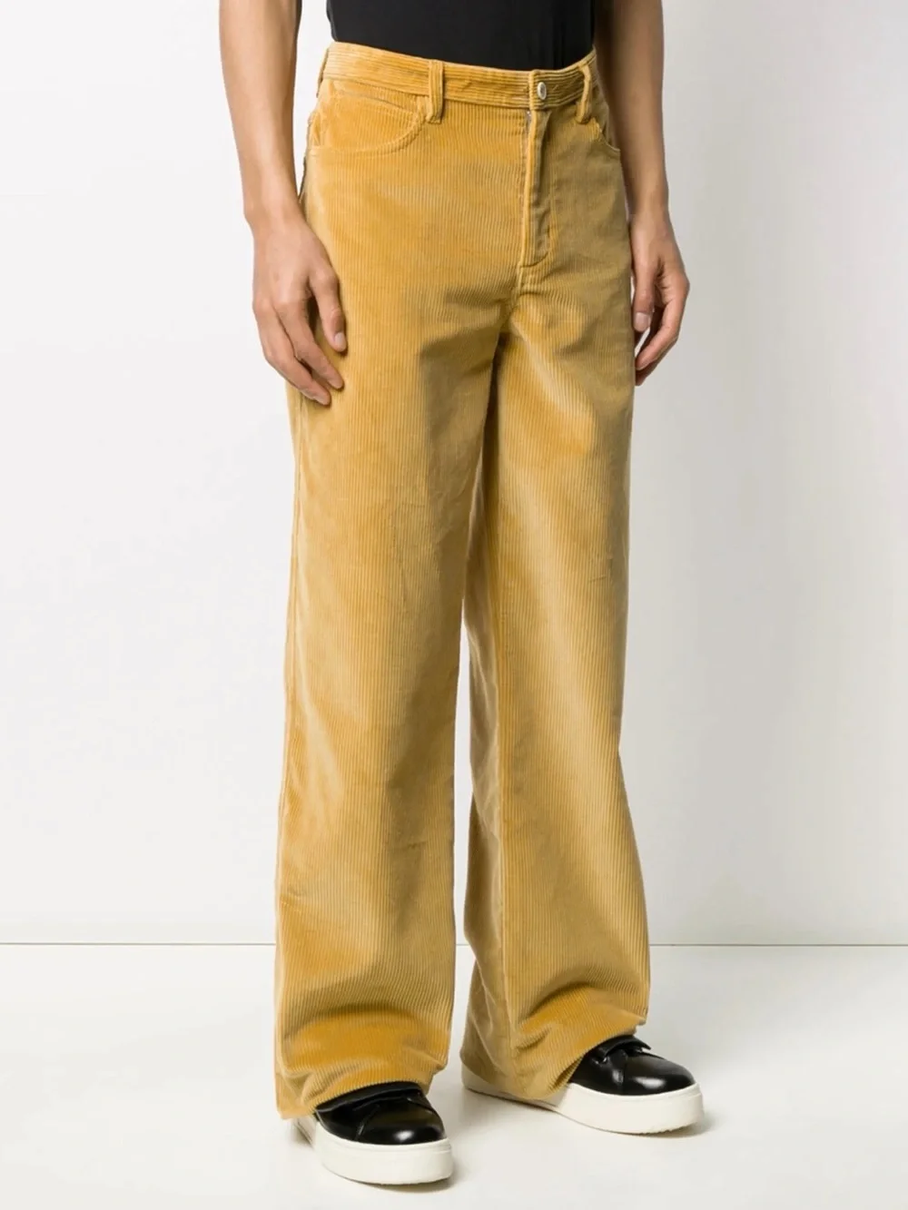 Marni Beige Corduroy Wide-Leg Pants Flat Front Pockets flared leg trousers S 46